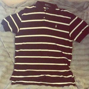 Men’s Large black and white stripped polo